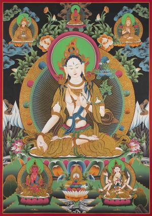 High Quality Original White Tara Thangka | Mother Goddess